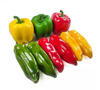 9 Pcs Artificial Bell Pepper Fake Chili Pepper Lifelike Fake Vegetable Colorful Pepper for Home Kitchen Decoration Props Artificial Mixed Pepper Set