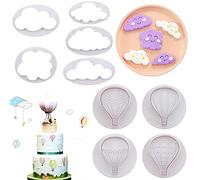 9 Pcs Balloons and Cloud Cake Decoration Fondant Mold Set Hot Air Balloon Cookie Cutters for Chocolate Candy Baking Pastry Cookie Sugar Craft
