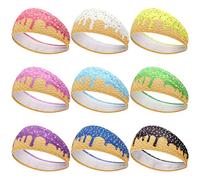 9 Pcs Baseball Drip Headband Ice Cream Drip Teenager Sweatband Multi-Color Elastic Polyester for Baseball Football Golf Sports Women and Men Accessories