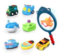 9 PCS Bath Toys Floating Car Boat Shark Squirt Spray Water Toy for Toddler Kid Shower Tub Swimming Pool Beach, Educational Learning Toys Birthday for Baby Girl Boy