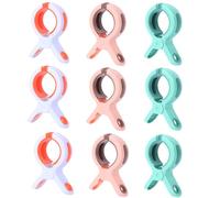 9 PCS Beach Towel Clips, Beach Towel Clips for Sun Loungers, Windproof Towel Pegs for Beach Lounger and Pool Chair, Sturdy Towel Clips for Sun Loungers, Pool Chair, Bed Linen, Clothing