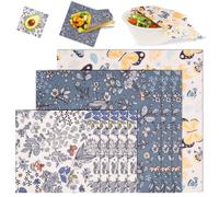 9 Pcs Beeswax Food Wraps Set, Reusable Bees Wax Food Storage Wrap,Bees Wax Cheese Bread Sandwich Wrappers, Organic Cotton Foods Wraps for Cheese, Fruit, Bread,Foods Storage (Colorful)