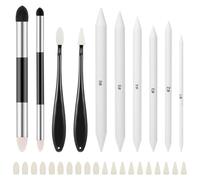 9 Pcs Blending Stumps and Tortillions, Washable & Reusable Blending Sponge Pens and Sandpaper Pencil Sharpener Tortillions Paper Art Blenders for Artist Student Charcoal, Graphite Sketch Drawing