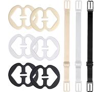 9 Pcs Bra Strap Clips, Racer Back Bra Clip Set, Soft And Comfortable Bra Straps Holder, Non-Slip Clip for Racer Back Tank Tops, Elastic Fits All Cup Sizes (Black+White+Nude)