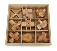 9 Pcs Brain Teaser Puzzle 3D Unlock Interlock Game with Wooden Pieces | Develop brain and hand eye coordination with this 3D wooden unlock interlock puzzle set for car school or home play
