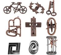 9 Pcs Brain Teaser Puzzles Set,3D Metal Puzzle for Adults,Unlock Interlocking Puzzle Adult IQ Education Smart Toys,Highly Difficult Magic Puzzles for Adults