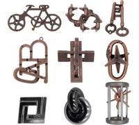 9 Pcs Brain Teaser Puzzles Set, 3D Metal Puzzles for Adults | Interlocking IQ Education Smart Toys, Difficult Magic Puzzles for Adults, Teens, Men and Women