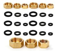 9 Pcs Brass Blanking Caps 1/8 3/4 1/2 Stop Compression Washing Machine Brass Blanking Nut Cap Female with 18 Sealing Washer for Radiator Valve Pipe Fittings