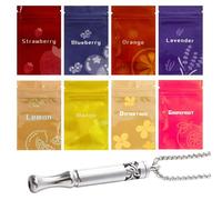 9 Pcs Breathing Necklace with Resistance 1 Portable Breathing Free Necklace with 8 Flavoured Filters Tips to Mindful Relaxation for Calm and Anxiety Relief for Adults Travel Work