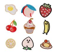 9 Pcs Cake Sewing Patches Strawberry Applique Embroidered Fruit Series Iron on Repair