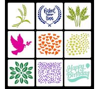 9 pcs Cake Stencils Cake Decorating Cake Molds Cookie Stencils Decorating Tools for Cake Baking Decorating Supplies (9pcs)