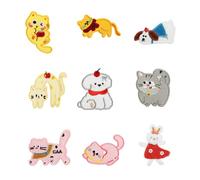 9 Pcs Cartoon Animal Embroidered Patches Cats Iron On Clothing Rabbits Sewing for Clothes Bag