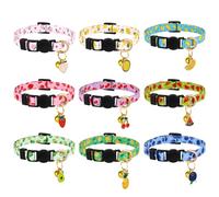 9 Pcs Cat Collars with Bell Quick Release Kitten Collars | Adjustable Fit 19-32 cm, Breakaway Safety Buckle, Durable, Lightweight, Removable Bell, Smooth Edges, Soft & Comfortable