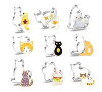 9 pcs Cat Cookie Cutters Set Cute Cat Shapes Body Cookie Cutters Stainless Steel Cookie Cutter for Making Party Cookies