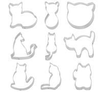 9 PCS Cat Cookie Cutters Stainless Steels Animal Biscuit Cutters Set Cute Cat Shaped Cookie Molds Sandwich Cutters for DIY Baking Cake Fondant Sugarcraft Pastry Bakeware Decoration