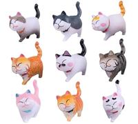 9 Pcs Cat Figurines Ornaments Set, Hand-Painted Mini Kitten Statue Tiny Resin Animals Realistic Cat Decor For Desk Bookshelf Car Dashboard, Home Office Decoration And Animal Figure Gift (Style 2)