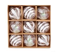 9 Pcs Christmas Balls, 8CM Christmas Tree Decoration Ball, Christmas Balls Ornaments For Party, Glitter Transparent, Christmas Decorations(white)