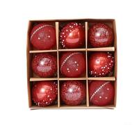 9 Pcs Christmas Baubles 8cm, Shatterproof Plastic Tree | Ornaments in Gold Red Blue White Green Pink, Lightweight Hanging Decorations for Xmas Tree, Home Office, Wedding Party(Red)