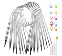 9 pcs Circular Knitting Needles 80cm, 2.5/3/4/5/6/7/8/9/10 mm Round Knitting Needles Set with Big Eye Needle & Stitch Marker, Stainless Steel Circle Knitting Needle for Knitting Socks, Scarves, Hats
