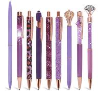 9 PCS Crystal Diamond Pens, Retractable Metal Ballpoint Pen Crystal Glitter Pens Black Ink Fancy Pens Gifts for Women Girls School Wedding Office Desk Supplies