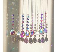 9 PCS Crystal Rainbow Suncatchers, Hanging Glass Prism Rainbow Maker Sun Catcher for Window, Colorful Pendant for Home Decor