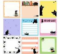 9 Pcs Cute Memo Paper, Sticky Notes with Black Cat Pattern, 450 Sheets Self-Stick Memo Pads for Cat Lovers Home Office School Students Roommates Gifts (7.5cm/3inx7.5cm/3in