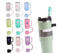 9 Pcs Cute Straw Cover Cap for Stanley Cup Set, 10mm/0.39 inch Straw Topper, Colorful Straw Plugs for Stanley Cups Accessories (Multicolour)