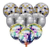 9 Pcs Disco Ball Balloons, 22 Inch 4D Disco Balloons Mirror Metallic Balloons Gradient Color Aluminum Foil Balloon, Disco Ball Decorations 70s 80s Disco Theme Party Birthday Party Wedding Decoration