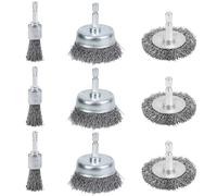 9 PCS Drill Wire Brush Set, Pen Brush Wheel Brush Cup Brush for Drill, Skilled in Handling Metal and Non-Metal Surfaces Carbon Steel Wire Brush，High Carbon Steel Wire Brush with 1/4" Hex Shank