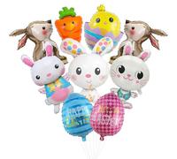9 Pcs Easter Balloons, Bunny Foil Balloons, Foil Helium Balloon, Rabbit Chick Eggs Balloon for Easter Office Home Indoor Outdoor Party Decorations