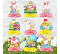 9 Pcs Easter Decorations Honeycomb Centerpieces, Easter Table Decor Happy Easter Bunny Easter Egg Centerpieces Table Honeycomb for Spring Easter Rabbit Photo Prop Party Supplies (A)
