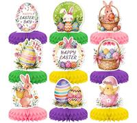 9 PCS Easter Party Decorations,KSKSPE Easter Honeycomb Centerpieces for Tables Centerpieces 3D Easter Theme Party Decor Supplies,Black