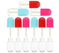 9 Pcs Empty Lip Gloss Tubes Reusable round ABS Cosmetic Containers | Lightweight Portable Travel Set, Washable Design for Vacation Use, Practical DIY Refill Storage Solution Random Color