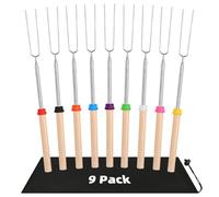 9 Pcs Extendable Marshmallow Toasting Forks Sticks, 12" - 32" Retractable Marshmallow Roasting Sticks, Smores Sticks for Fire Pits Campfire, Stainless Steel Barbecue Forks for Hot Dogs BBQ Skewers