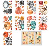 9 Pcs Fall Window Clings Stickers, Thanksgiving Autumn Pumpkin Indoor & Outdoor Decor, Fall Window Clings for Glass Windows for Home Classroom Party Farm Door Refrigerator Office Store
