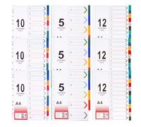 9 PCS File Dividers A4 Dividers Multi Purpose Extra Wide Divider for Lever Arch Files 5/10/12 Part Multiple Colors for Documents Notes Reports Contracts Reports Manuals