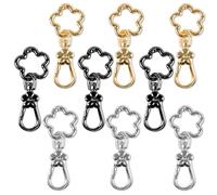 9 PCS Flower Shape Swivel Buckles Lobster Clasps with Ring Clip, Cute Flower Double Snap Hooks Key Chain for Bag Car Keychain (3 Colors)