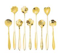 9 Pcs Flower Spoon Coffee Teaspoon Set, ESRISE Stainless Steel Tea Spoon for Tea Party Decorations (Gold)