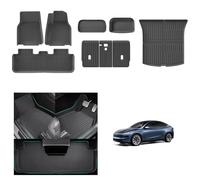 [9 PCS] GAFAT New Tesla Model Y Juniper 2025 2026 Floor Mats + Boot Mats, for UK RHD Tesla Model Y 2025 Car Mats TPE Interior All-Weather Mats Set, 3D-Scan High Edge 360° Protection OEM Original