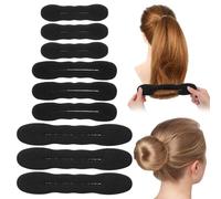 9 Pcs Hair Bun Maker Sponge Hair Buns Shaper Magic Snap Roll Sponge Curler Clips Foam Sponges Buns Hairs Styling Accessories Easy Bun Twister for Ballet French Twist Long Thin Curly Straight Wavy