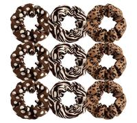 9 PCS Hair Scrunchies for Women- 3 Styles, Scrunchies for Hair, Leopard Scrunchie for Women Girl, Cute Pinstripe and polka dot Fabric Hair Ties