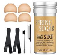9 Pcs Hair Wax Stick Wig Cap Set, Wax Stick for Hair for Lace Front, Hair Styling Products Includes Hair Stick Wax for Women, Wig Caps, Elastic Bands for Wig Edge, Hair Styling Combs