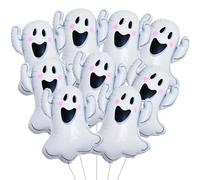 9 Pcs Halloween Balloons White Ghosts Balloons Halloween Foil Balloon for Ghosts Birthday Themed Party Decorations Kit