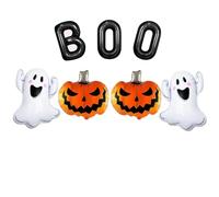 9 PCS Halloween Party Decorations, Big Halloween Pumpkin Balloons, Black Spider and White Ghost Balloons, Black BOO Balloon for Birthday Party Decorations