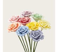 9 pcs Handmade ceramic roses,featuring vibrant colors and intricate petal details，Wedding Decoration Christmas Decor Valentine's Day Gift providing long-lasting beauty without the hassle (colour)