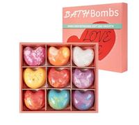 9 Pcs Heart-Shaped Large Size Bath Bombs Gift Set, Organic Moisturizing Bath Fizzies with Natural Oils, Aromatherapy Spa Soak for Relaxation, Skin Refreshing & Softening for Women & Men