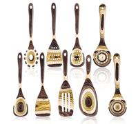 9 Pcs Heat-Resistant Wood Cooking Utensils Set, Eco-Friendly, Includes Spatula, Pasta & Slotted Spoons, Essential Kitchen Tool