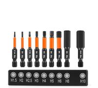 9 Pcs Hex Allen Key Drill Bit Set S2 Steel Impact Allen Wrench Drill Bit Set 50mm Length Magnetic Hexagon Screwdriver Bits Sets 1/4” Hex-Shank Metric Inner Socket with Storage Box, H1.5-H10