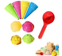 9 Pcs Ice Cream Sand Toys for Kids, Sandpit Toys, Ice Cream Cones Scoop Set, Beach Toys for Toddlers Age 1-5, Outdoor Beach Toys Ice Cream Cones Scoop Set Sand Mold Toy (Random Color)