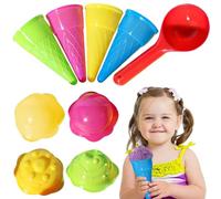 9 Pcs Ice Cream Sand Toys for Kids, Sandpit Toys, Ice Cream Cones Scoop Set, Beach Toys for Toddlers Age 1-5, Travel Toys for Outdoor Garden & Beach